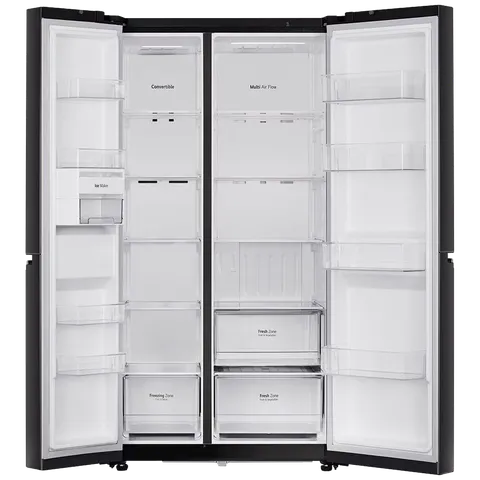 LG GLB257HWB3 Convertible 650 Litres 3 Star Frost Free Side by Side Refrigerator with Multi Air Flow (Western Black)