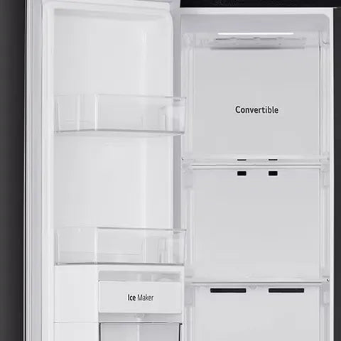 LG GLB257HWB3 Convertible 650 Litres 3 Star Frost Free Side by Side Refrigerator with Multi Air Flow (Western Black)
