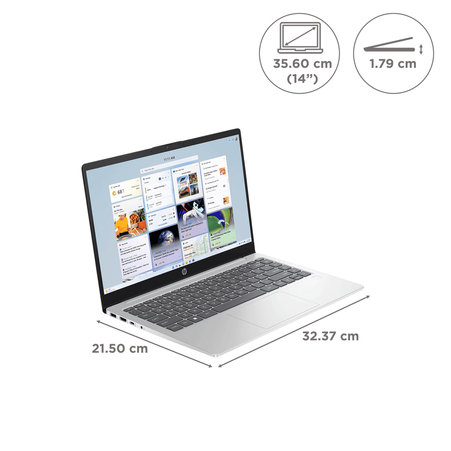 HP 14 EM0025AU AMD Ryen 3 Thin and Light Laptop (8GB, 512GB SSD, Windows 11 Home, 14 inch Full HD Display, MS Office 2021, Natural Silver, 1.4 KG)