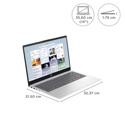 HP 14 EM0025AU AMD Ryen 3 Thin and Light Laptop (8GB, 512GB SSD, Windows 11 Home, 14 inch Full HD Display, MS Office 2021, Natural Silver, 1.4 KG)
