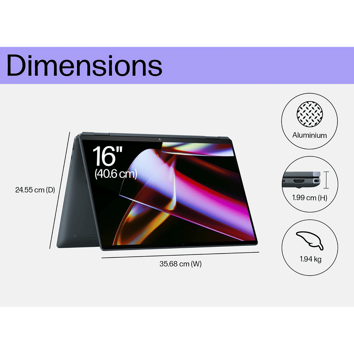 HP Spectre 16 x360 16 aa0664TX Intel Core Ultra 7 Touchscreen 2-in-1 Laptop (32GB, 1TB SSD, Windows 11 Home, 6GB Graphics, 16 inch OLED Display, Space Blue Aluminum, 1.95 KG)