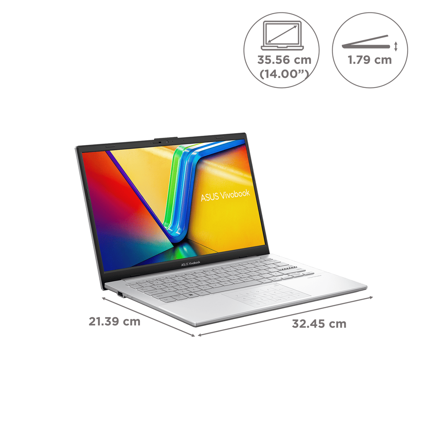ASUS Vivobook Go 14 E1404FA-NK521WS AMD Ryzen 5 7520U 7th Gen Thin and Light Laptop (8GB, 512GB SSD, Windows 11 Home, 14 inch Full HD Display, MS Office Home & Student 2021, Cool Silver, 1.38 KG)