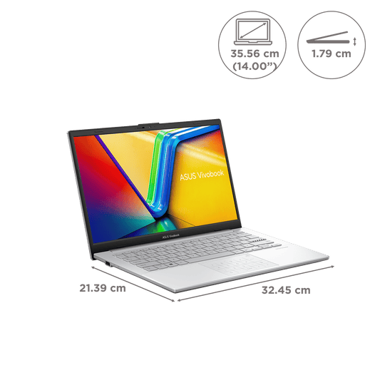 ASUS Vivobook Go 14 E1404FA-NK521WS AMD Ryzen 5 7520U 7th Gen Thin and Light Laptop (8GB, 512GB SSD, Windows 11 Home, 14 inch Full HD Display, MS Office Home & Student 2021, Cool Silver, 1.38 KG)