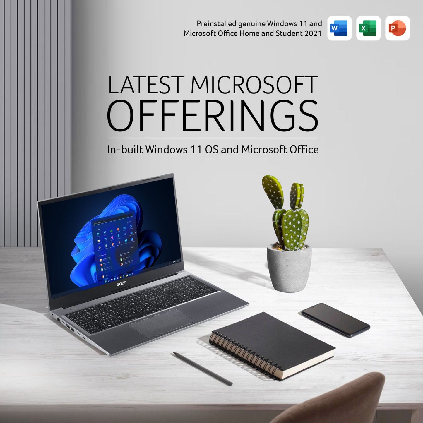 acer AL1541 AMD Ryzen3 Laptop (8GB, 512GB SSD, Windows 11 Home, 15.6 inch Full HD LCD Display, Steel Gray, 1.59 KG)