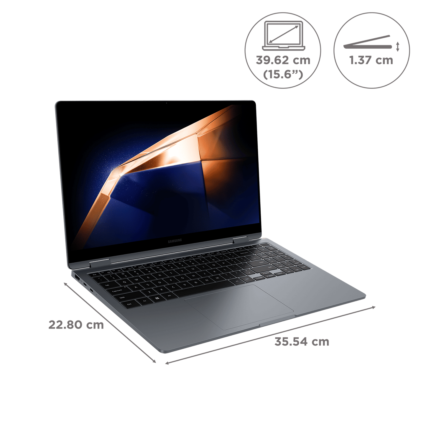 SAMSUNG Galaxy Book4 360 Intel Core Ultra 7 Touchscreen 2-in-1 Laptop (16GB, 512GB SSD, Windows 11 Home, 15.6 inch FHD AMOLED Display, MS Office 2021, Gray, 1.46 KG)