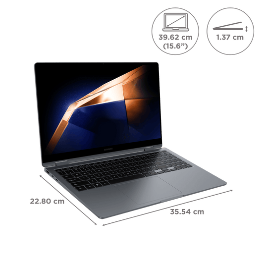 SAMSUNG Galaxy Book4 360 Intel Core Ultra 7 Touchscreen 2-in-1 Laptop (16GB, 512GB SSD, Windows 11 Home, 15.6 inch FHD AMOLED Display, MS Office 2021, Gray, 1.46 KG)