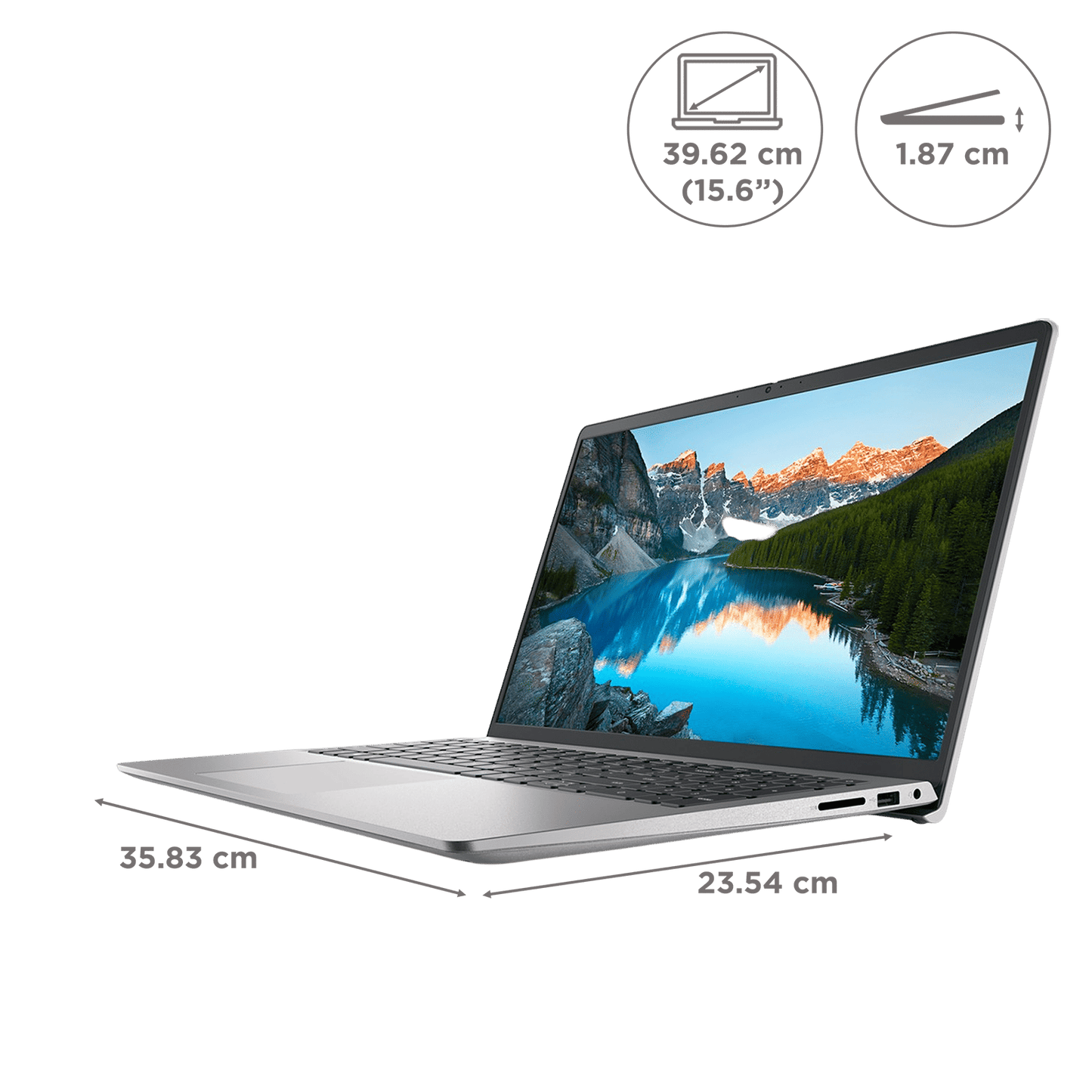 DELL Inspiron 3520 Intel Core i3 12th Gen Notebook Laptop (8GB, 512GB SSD, Windows 11 Home, 15.6 inch Full HD Display, MS Office Home & Student 2021, Silver, 1.65 KG)