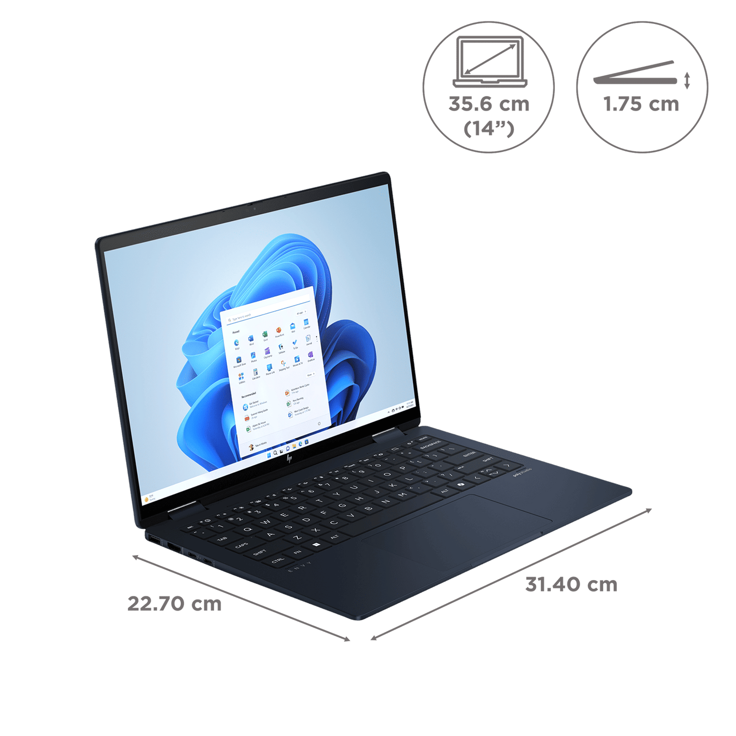 HP Envy x360 14t fc000 Intel Core Ultra 5 Touchscreen 2-in-1 Laptop (16GB, 512GB SSD, Windows 11 Home, 14 inch WUXGA IPS Display, MS Office 2021, Atmospheric Blue, 1.44 KG)