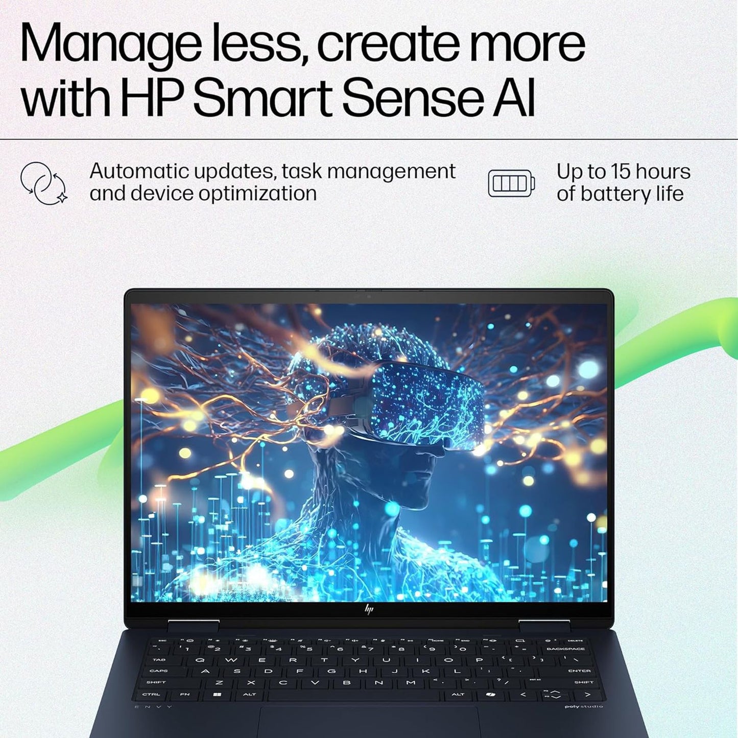 HP Envy x360 14 fc0100TU Intel Core Ultra 7 Touchscreen 2-in-1 Laptop (32GB, 1TB SSD, Windows 11 Home, 14 inch OLED Display, MS Office 2021, Atmospheric Blue, 1.39 KG)