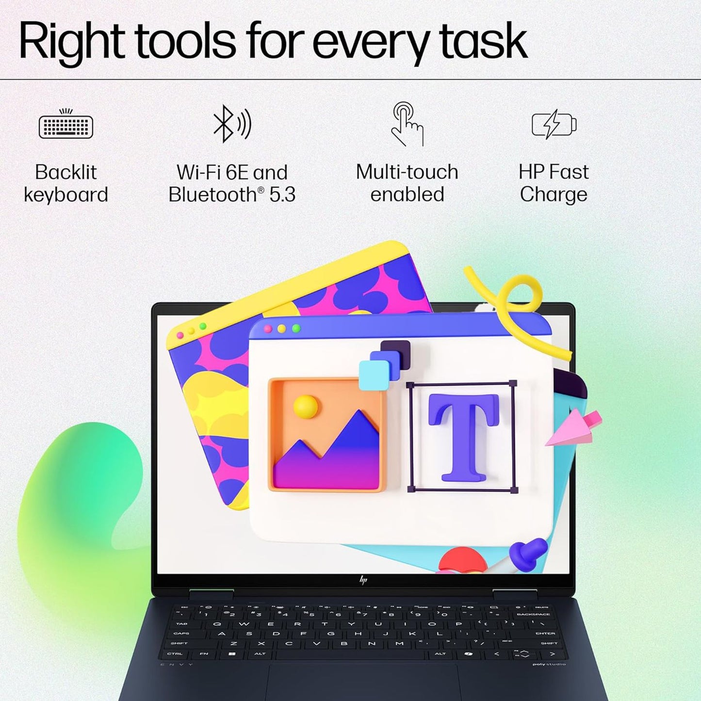 HP Envy x360 14 fc0100TU Intel Core Ultra 7 Touchscreen 2-in-1 Laptop (32GB, 1TB SSD, Windows 11 Home, 14 inch OLED Display, MS Office 2021, Atmospheric Blue, 1.39 KG)
