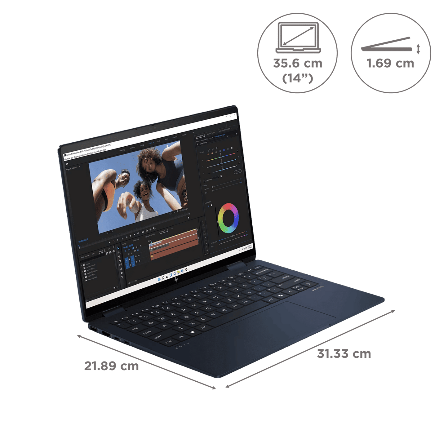 HP Envy x360 14 fc0100TU Intel Core Ultra 7 Touchscreen 2-in-1 Laptop (32GB, 1TB SSD, Windows 11 Home, 14 inch OLED Display, MS Office 2021, Atmospheric Blue, 1.39 KG)