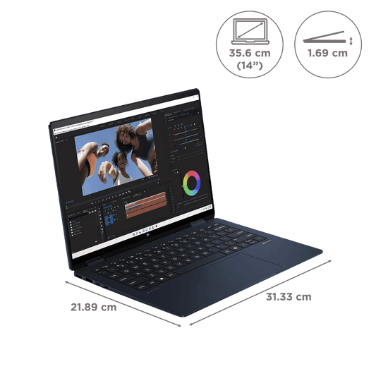 HP Envy x360 14 fc0100TU Intel Core Ultra 7 Touchscreen 2-in-1 Laptop (32GB, 1TB SSD, Windows 11 Home, 14 inch OLED Display, MS Office 2021, Atmospheric Blue, 1.39 KG)