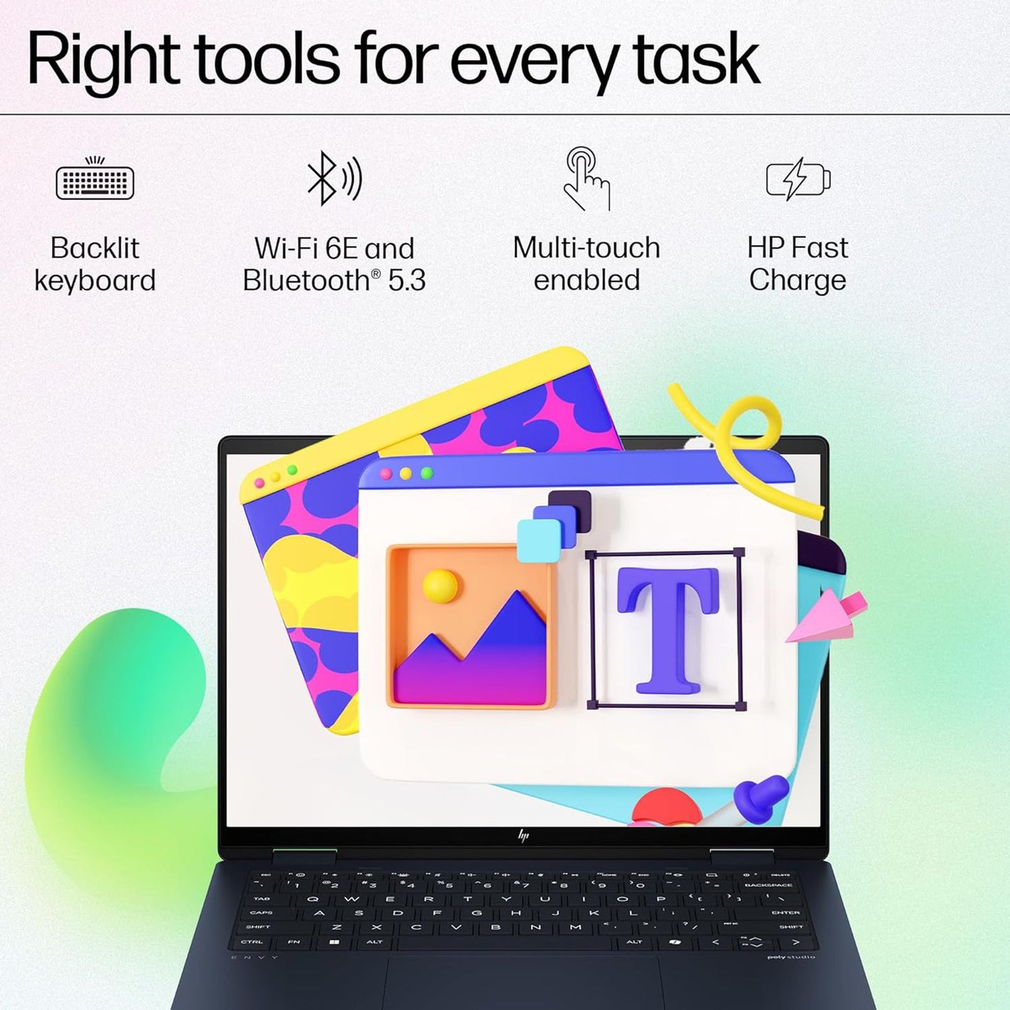 HP Envy x360 14 fc0078TU Intel Core Ultra 5 Touchscreen 2-in-1 Laptop (16GB, 512GB SSD, Windows 11 Home, 14 inch 2.8K OLED Display, MS Office 2021, Atmospheric Blue, 1.39 KG)