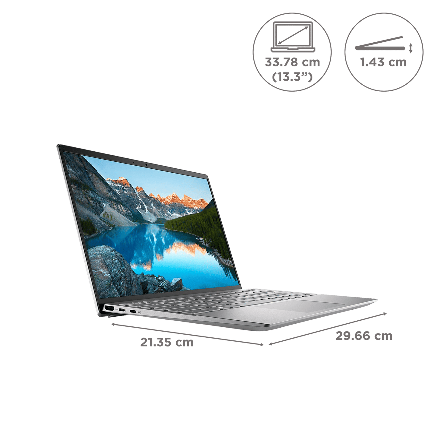DELL Inspiron 13 5330 Intel Core Ultra 5 Notebook Laptop (16GB, 512GB SSD, Windows 11 Home, 13.3 inch QHD Plus Display, MS Office Home & Student 2021, Platinum Silver, 1.24 KG)