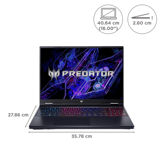 acer Predator Helios Neo 16 Intel Core i7 14th Gen Gaming Laptop (16GB, 512GB SSD, Windows 11 Home, 6GB Graphics, 16 inch 165 Hz WUXGA IPS Display, NVIDIA GeForce RTX 4050, Abyssal Black, 2.8 KG)