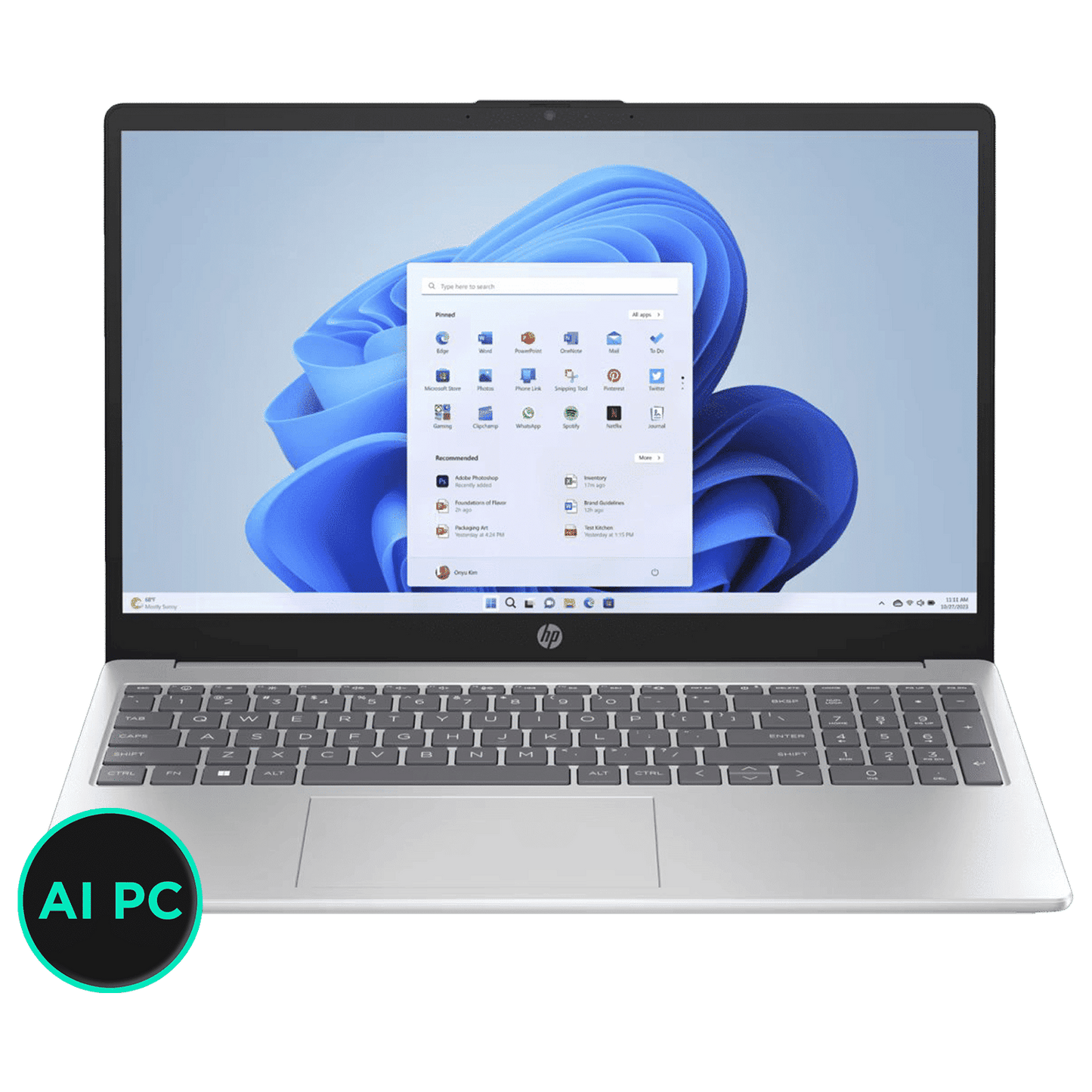 HP FD1099TU Intel Core Ultra 5 Thin and Light Laptop (16GB, 512GB SSD, Windows 11 Home, 15.6 inch Full HD Display, MS Office 2021, Natural Silver, 1.69 KG)