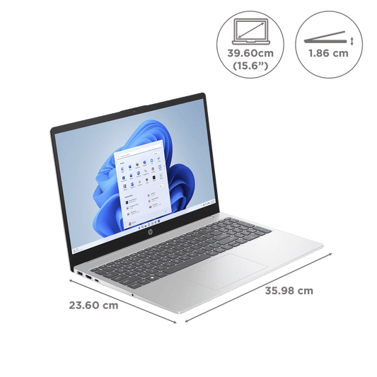 HP FD1099TU Intel Core Ultra 5 Thin and Light Laptop (16GB, 512GB SSD, Windows 11 Home, 15.6 inch Full HD Display, MS Office 2021, Natural Silver, 1.69 KG)