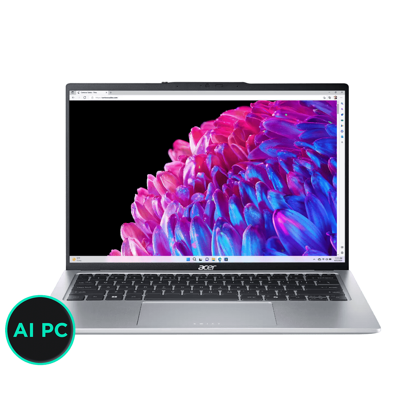 acer Swift Go 14 SFG14-73T Intel Core Ultra 7 Touchscreen Thin & Light Laptop (16GB, 1TB SSD, Windows 11 Home, 14 inch OLED IPS Display, MS Office, Pure Silver, 1.32 KG)