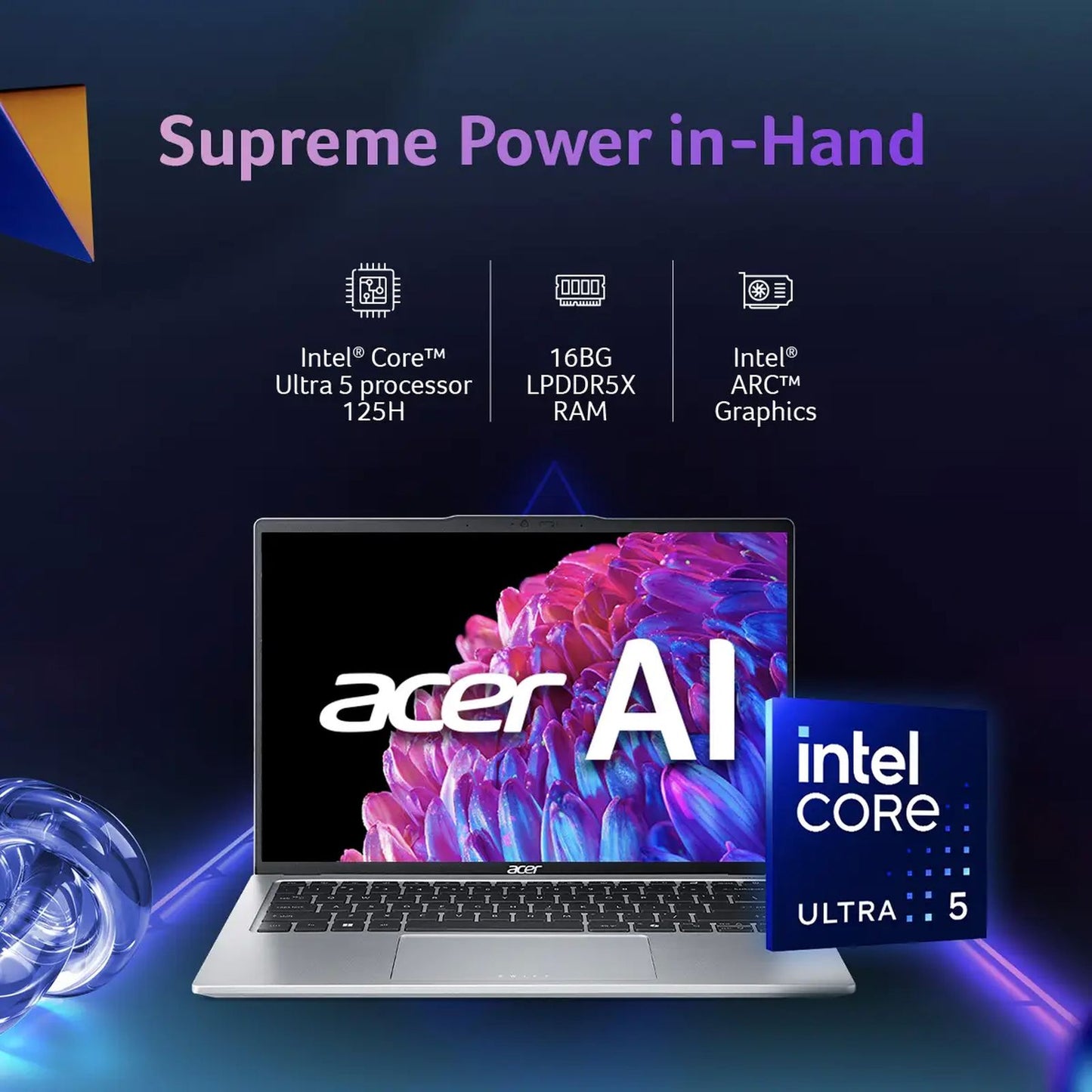 acer Swift Go SFG14-73T-58PZ Intel Core Ultra 5 Touchscreen Thin & Light Laptop (16GB, 512GB SSD, Windows 11 Home, 14 inch LCD IPS Display, MS Office 2021, Silver, 1.32 KG)