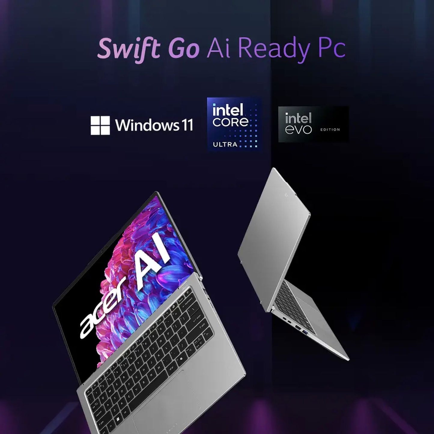acer Swift Go SFG14-73T-58PZ Intel Core Ultra 5 Touchscreen Thin & Light Laptop (16GB, 512GB SSD, Windows 11 Home, 14 inch LCD IPS Display, MS Office 2021, Silver, 1.32 KG)