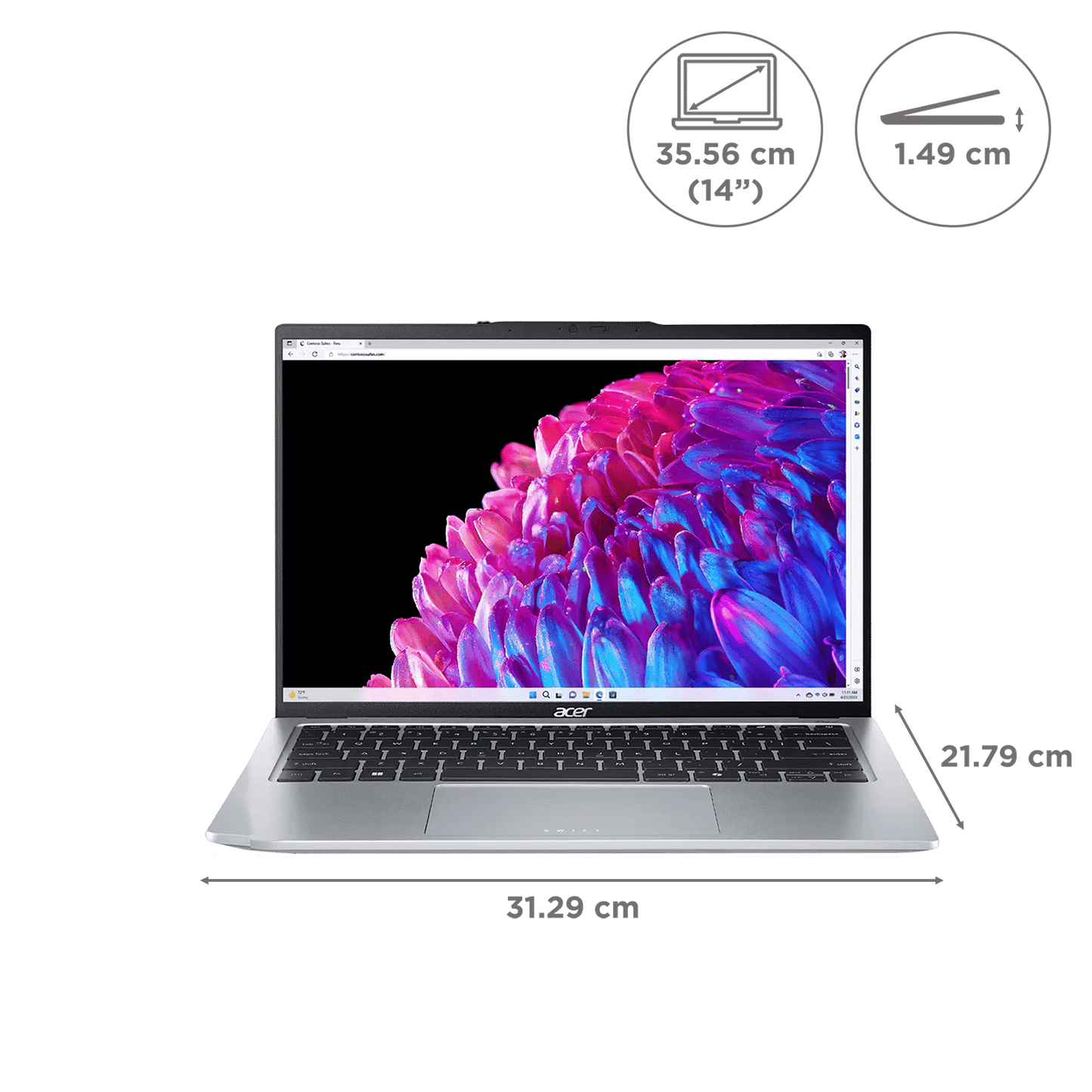 acer Swift Go 14 SFG14-73-53CL Intel Core Ultra 5 Thin & Light Laptop (16GB, 512GB SSD, Windows 11 Home, 14 inch OLED Display, Silver, 1.30 KG)