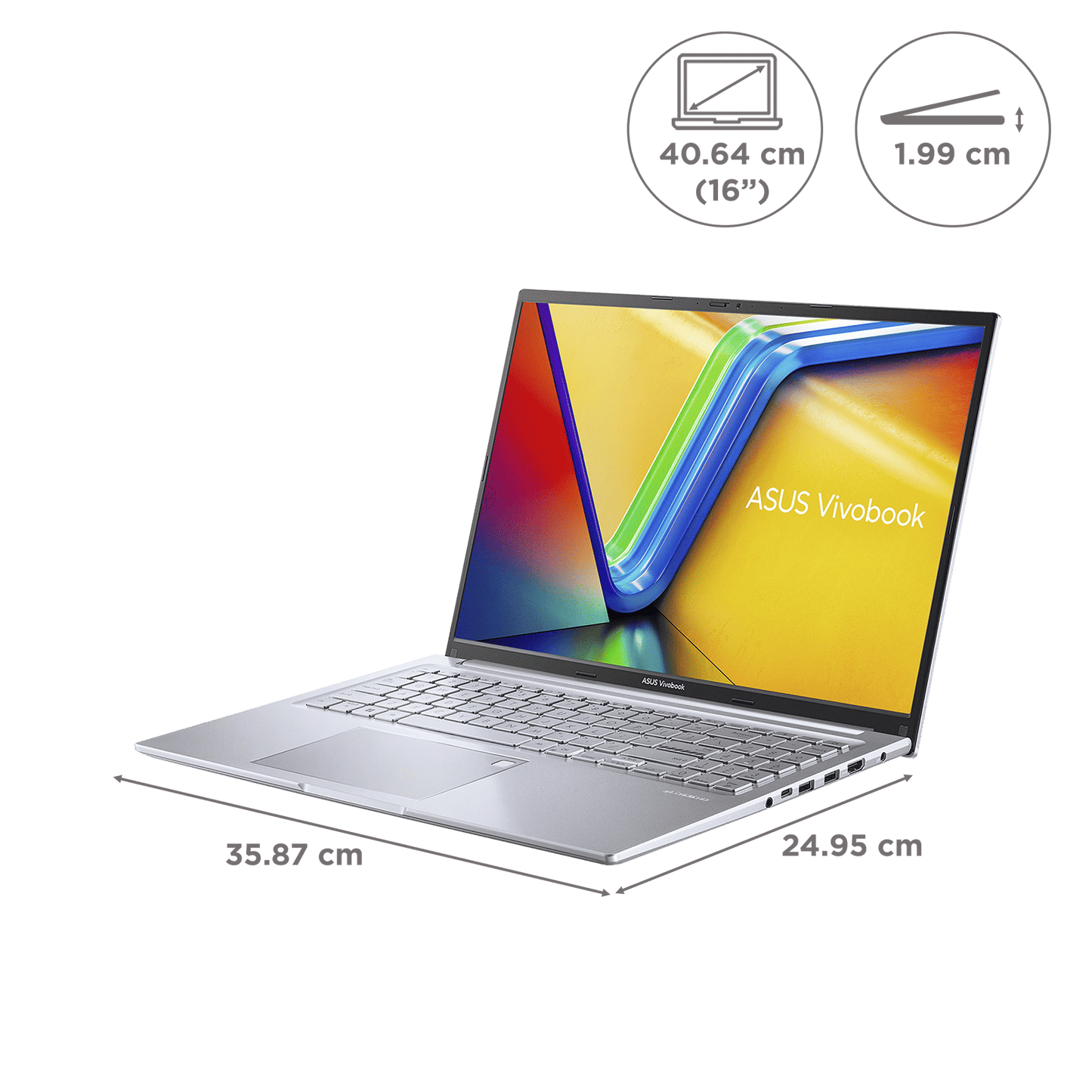 ASUS Vivobook 16 X1605ZAC-MB540WS Intel Core i5 12th Gen Thin & Light Laptop (16GB, 512GB SSD, Windows 11 Home, 16 inch WUXGA Display, MS Office Home and Student 2021, Transparent Silver, 1.88 KG)