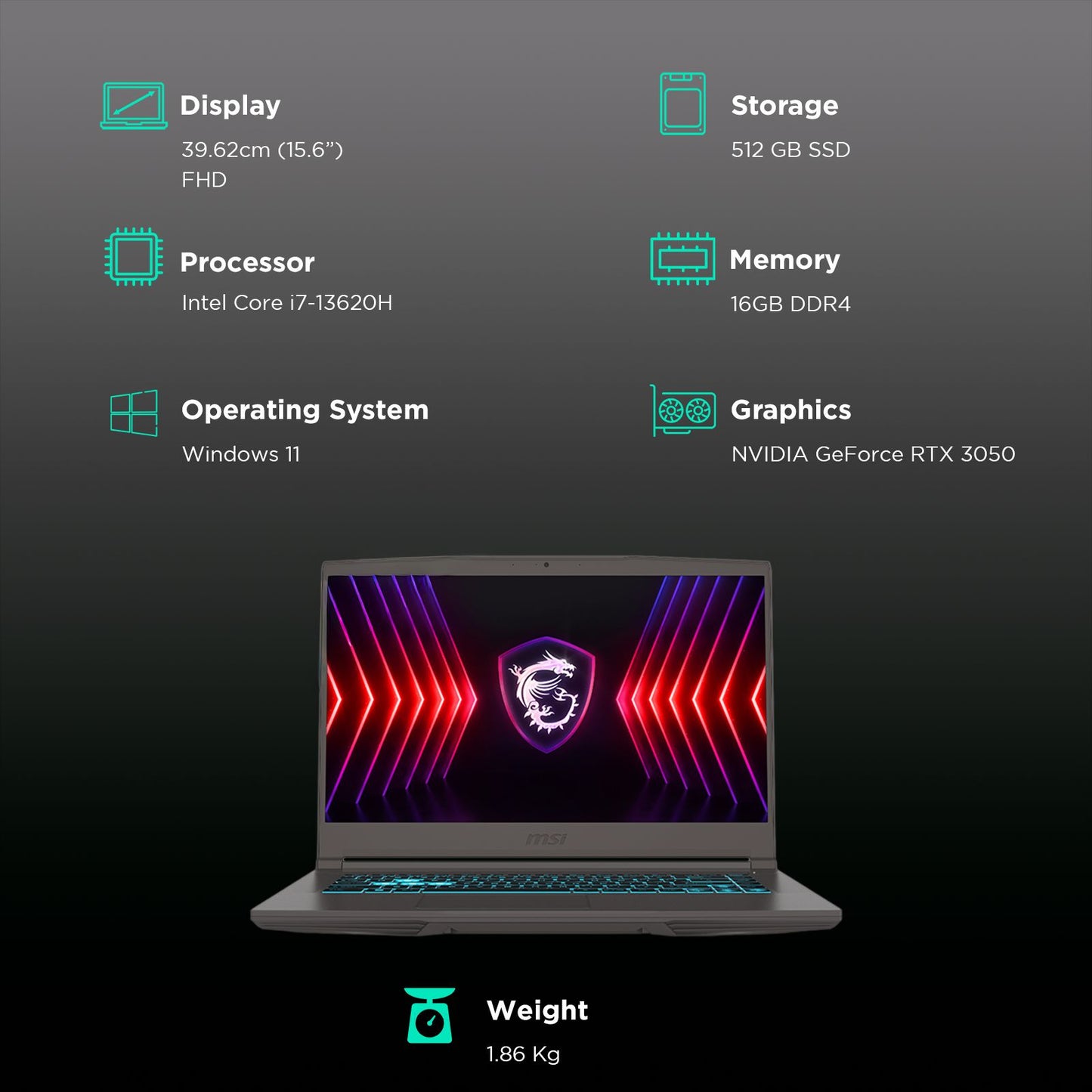 MSI Thin 15 B13UC-2019IN Intel Core i7 13th Gen Gaming Laptop (16GB, 512GB SSD, Windows 11 Home, 4GB Graphics, 15.6 inch 144 Hz FHD IPS-Level Display, NVIDIA GeForce RTX 3050, MS Office 2021, Cosmos Gray, 1.86 KG)