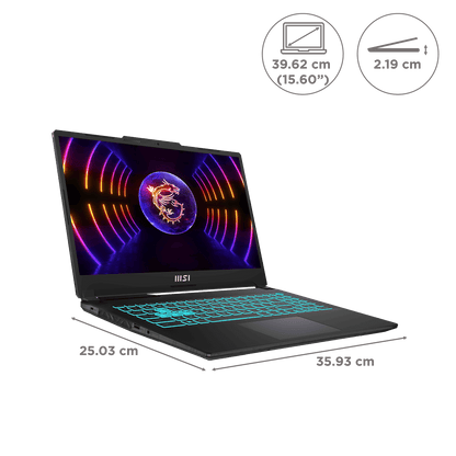 MSI Cyborg 15 A13VFK 1079IN Intel Core i7 13th Gen Gaming Laptop (16GB, 512GB SSD, Windows 11 Home, 8GB Graphics, 15.6 inch 144 Hz FHD Display, NVIDIA GeForce RTX 4060, MS Office Home & Student 2021, Translucent Black, 1.98 KG)