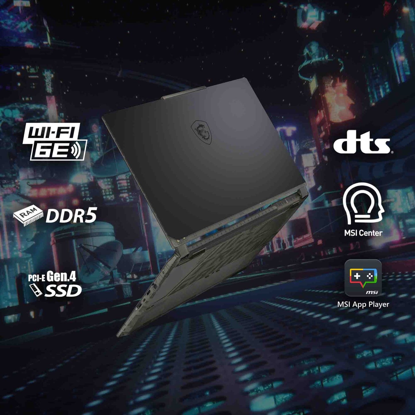 MSI Cyborg 15 AI A1VEK 096IN Intel Core Ultra 7 Gaming Laptop (16GB, 512GB SSD, Windows 11 Home, 6GB Graphics, 15.6 inch 144 Hz FHD Display, NVIDIA GeForce RTX 4050, MS Office Home & Student 2021, Translucent Black, 1.98 KG)