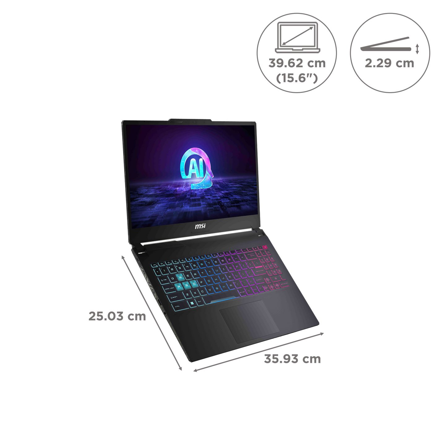 MSI Cyborg 15 AI A1VEK 096IN Intel Core Ultra 7 Gaming Laptop (16GB, 512GB SSD, Windows 11 Home, 6GB Graphics, 15.6 inch 144 Hz FHD Display, NVIDIA GeForce RTX 4050, MS Office Home & Student 2021, Translucent Black, 1.98 KG)