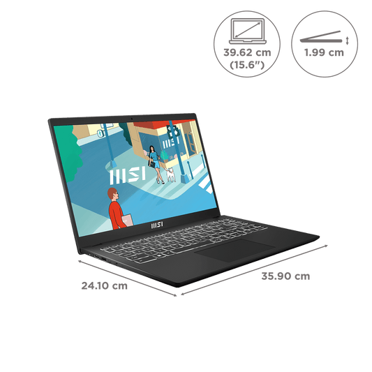 MSI Modern 15 H B13M 224IN Intel Core i9 13th Gen Business Laptop (16GB, 512GB SSD, Windows 11 Home, 15.6 inch Full HD IPS Display, MS Office 2021, Classic Black, 1.9 KG)