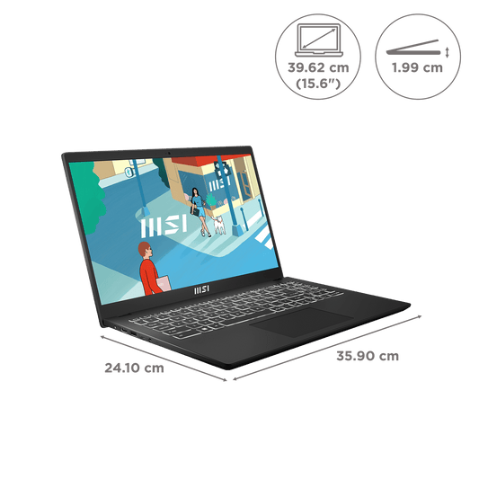 MSI Modern 15 H B13M 225IN Intel Core i7 13th Gen Business Laptop (16GB, 512GB SSD, Windows 11 Home, 15.6 inch Full HD IPS Display, MS Office 2021, Classic Black, 1.9 KG)