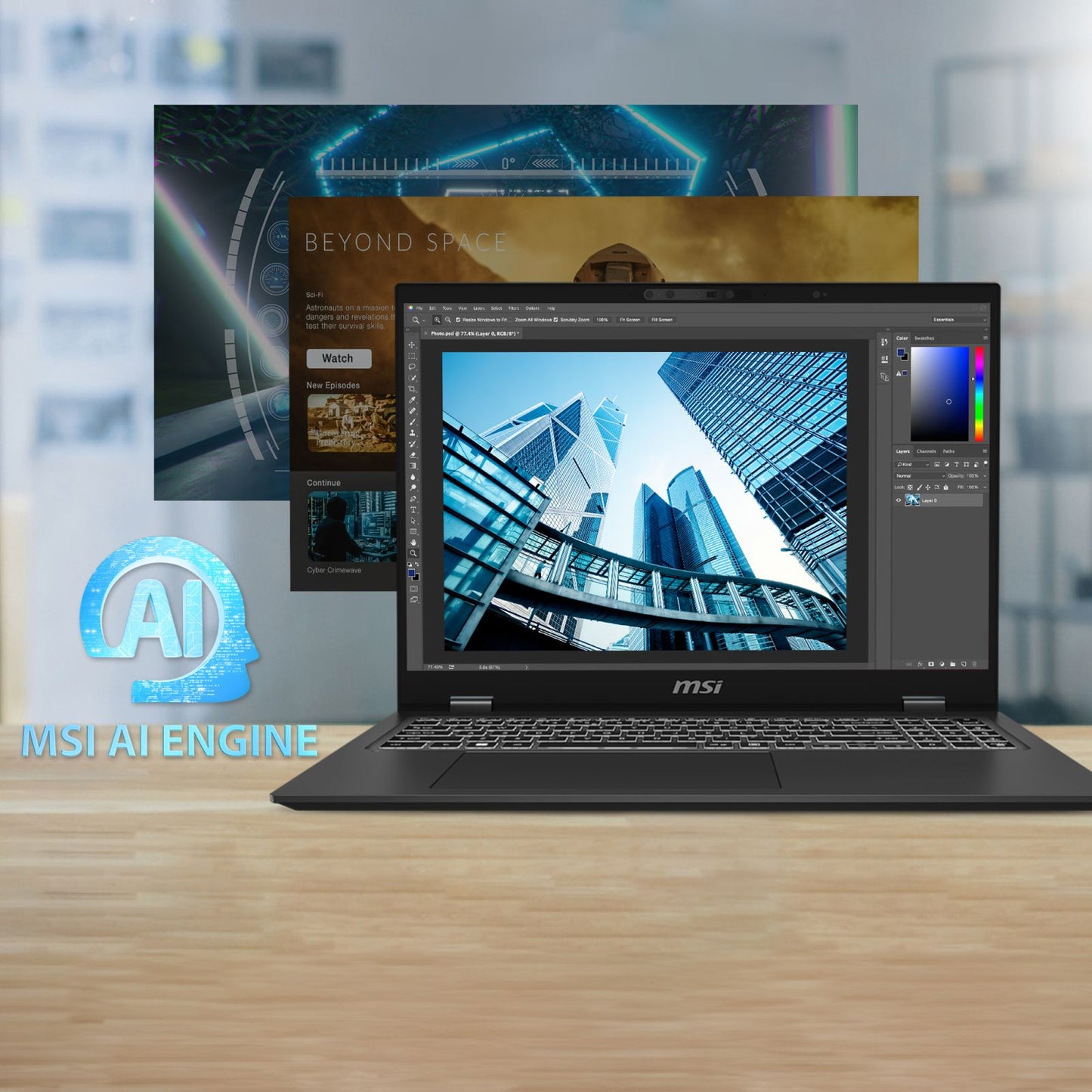 MSI Prestige 16 AI Evo B1MG 054IN Intel Core Ultra 7 Business Laptop (16GB, 512GB SSD, Windows 11 Home, 16 inch QHD Plus Display, MS Office 2021, Stellar Gray, 1.5 KG)