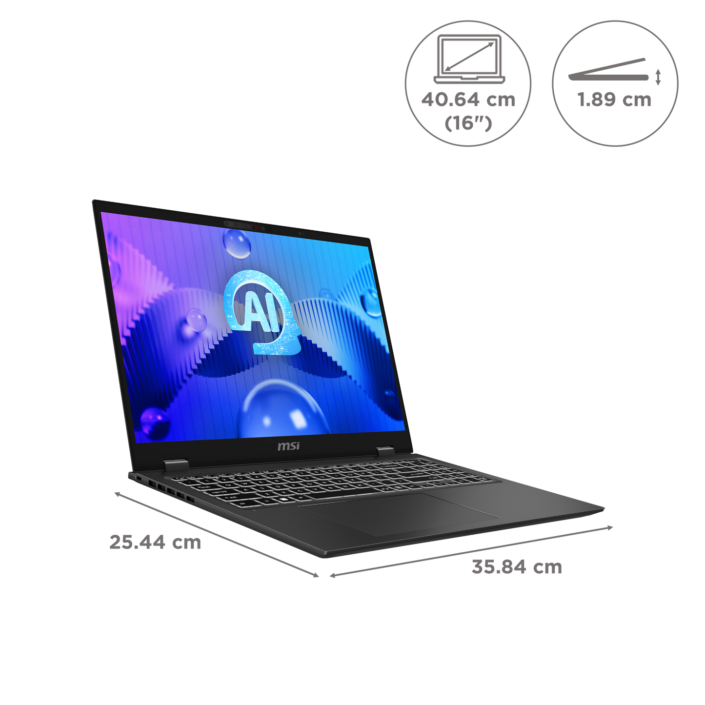 MSI Prestige 16 AI Evo B1MG 054IN Intel Core Ultra 7 Business Laptop (16GB, 512GB SSD, Windows 11 Home, 16 inch QHD Plus Display, MS Office 2021, Stellar Gray, 1.5 KG)
