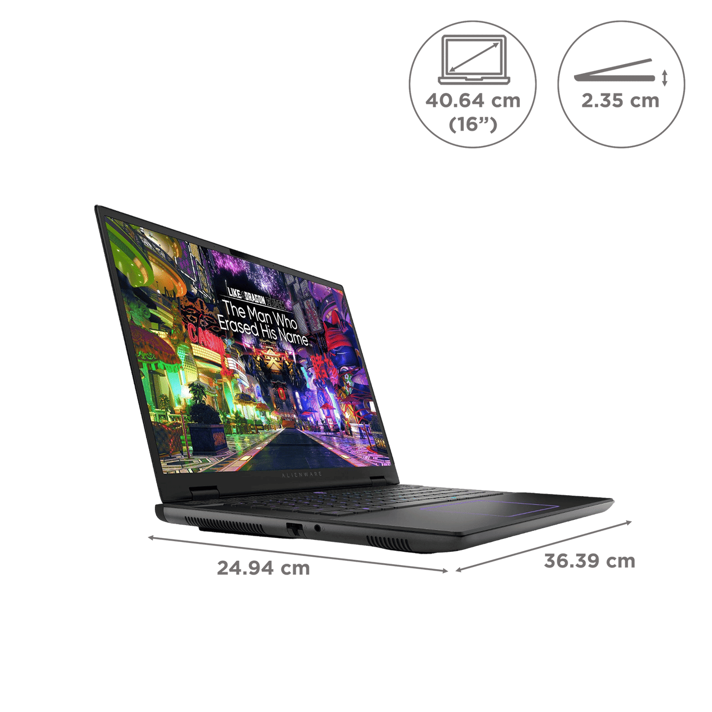 DELL Alienware m16 R2 Intel Core Ultra 9 Gaming Laptop (16GB, 1TB SSD, Windows 11 Home, 8GB Graphics, 16 inch 240 Hz QHD Plus Display, NVIDIA GeForce RTX 4060, MS Office Home & Student 2021, Dark Metallic Moon, 2.61 KG)