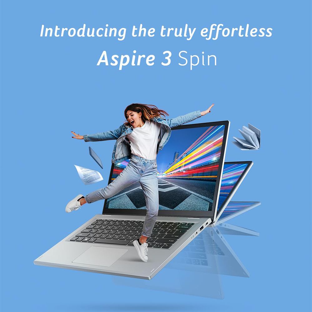 acer Aspire 3 Spin A3SP14-31PT Intel Core i3 Touchscreen 2-in-1 Laptop (8GB, 512GB SSD, Windows 11 Pro, 14 inch WUXGA IPS Display, MS Office 2021, Silver, 1.54 KG)