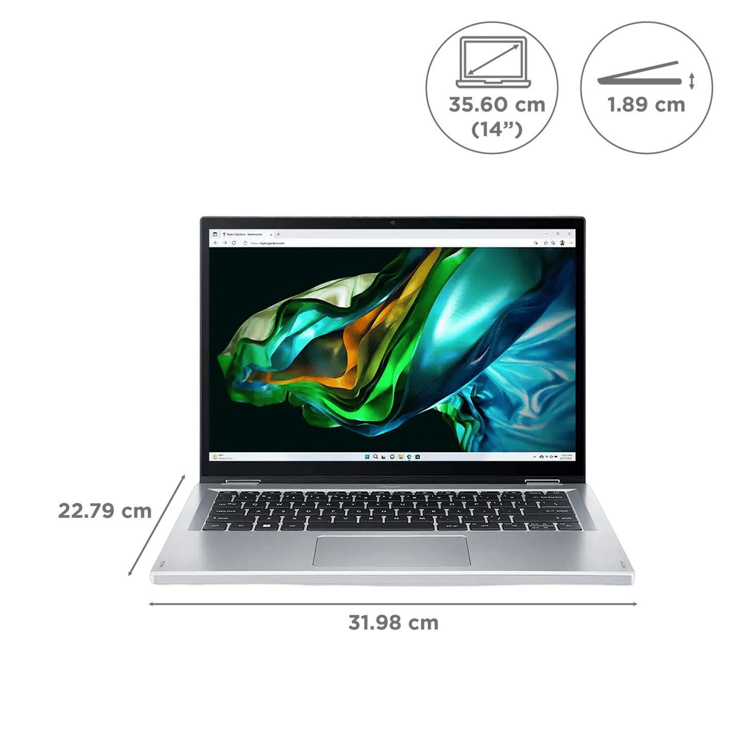 acer Aspire 3 Spin A3SP14-31PT Intel Core i3 Touchscreen 2-in-1 Laptop (8GB, 512GB SSD, Windows 11 Pro, 14 inch WUXGA IPS Display, MS Office 2021, Silver, 1.54 KG)