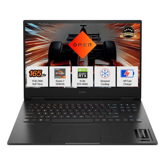 HP Omen 16 xd0020AX AMD Ryzen 7 Gaming Laptop (16GB, 1TB SSD, Windows 11 Home, 8GB Graphics, 16.1 inch 165 Hz FHD Display, NVIDIA GeForce RTX 4060, MS Office 2021, Shadow Black, 2.37 KG)