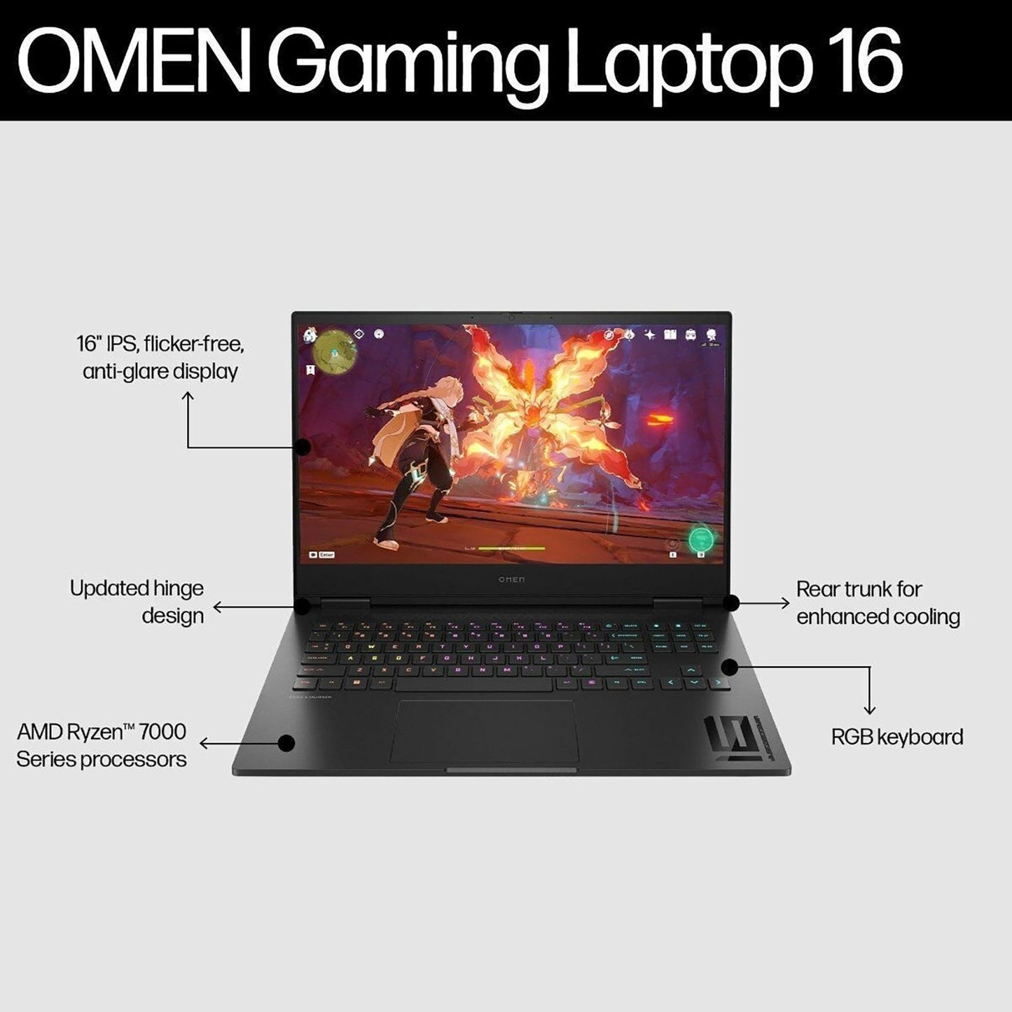 HP Omen 16 xd0020AX AMD Ryzen 7 Gaming Laptop (16GB, 1TB SSD, Windows 11 Home, 8GB Graphics, 16.1 inch 165 Hz FHD Display, NVIDIA GeForce RTX 4060, MS Office 2021, Shadow Black, 2.37 KG)