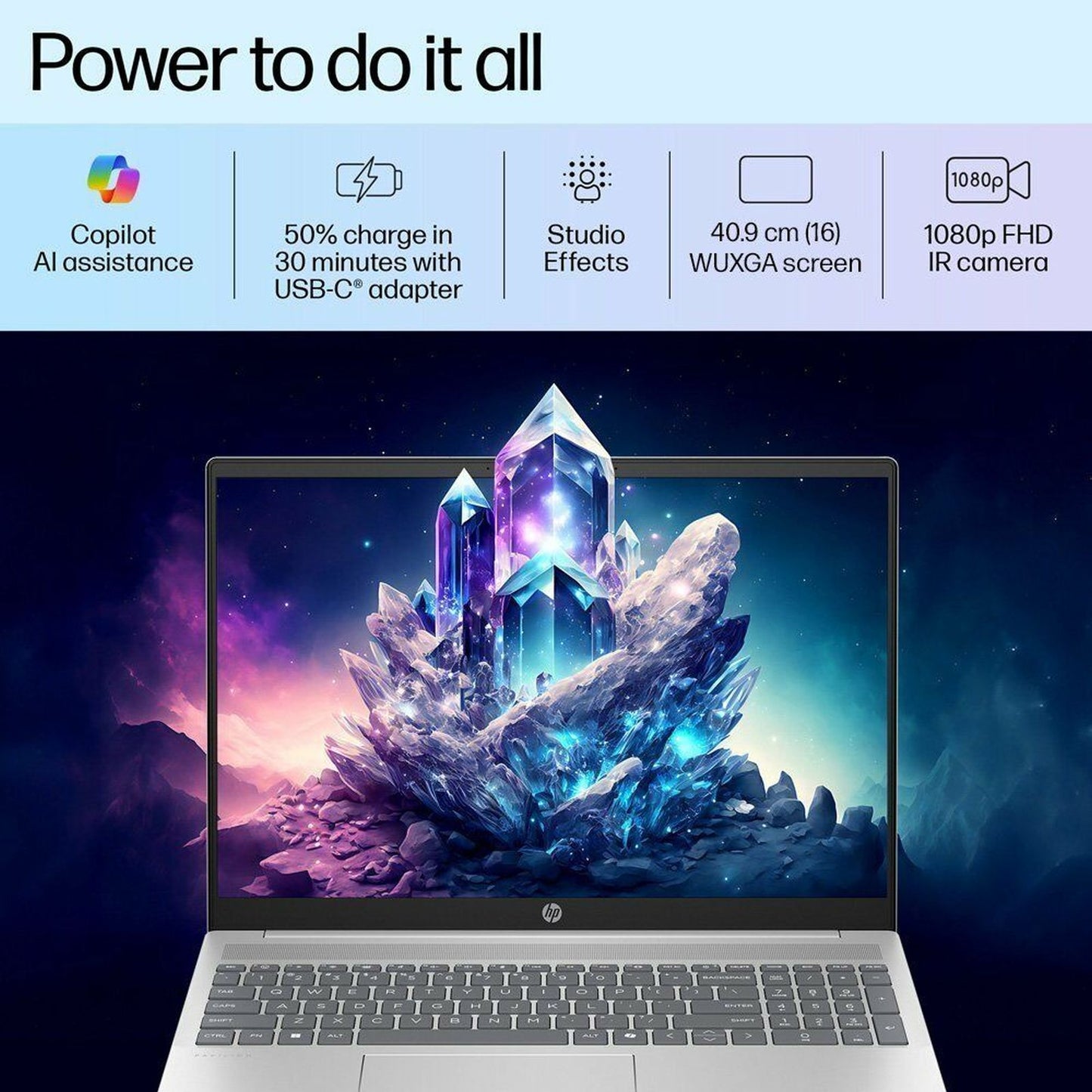 HP Pavilion 16 af0015TU Intel Core Ultra 5 Laptop (16GB, 512GB SSD, Windows 11 Home, 16 inch Full HD IPS Display, MS Office 2021, Natural Silver, 1.77 KG)