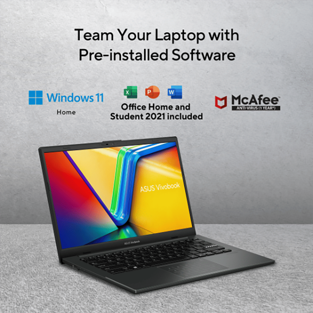 ASUS Vivo book Go AMD Ryen 3 Laptop (8GB, 512GB SSD, Windows 11 Home, 14 inch Full HD LED Backlit Display, MS Office 2021, Mixed Black, 1.38 KG)