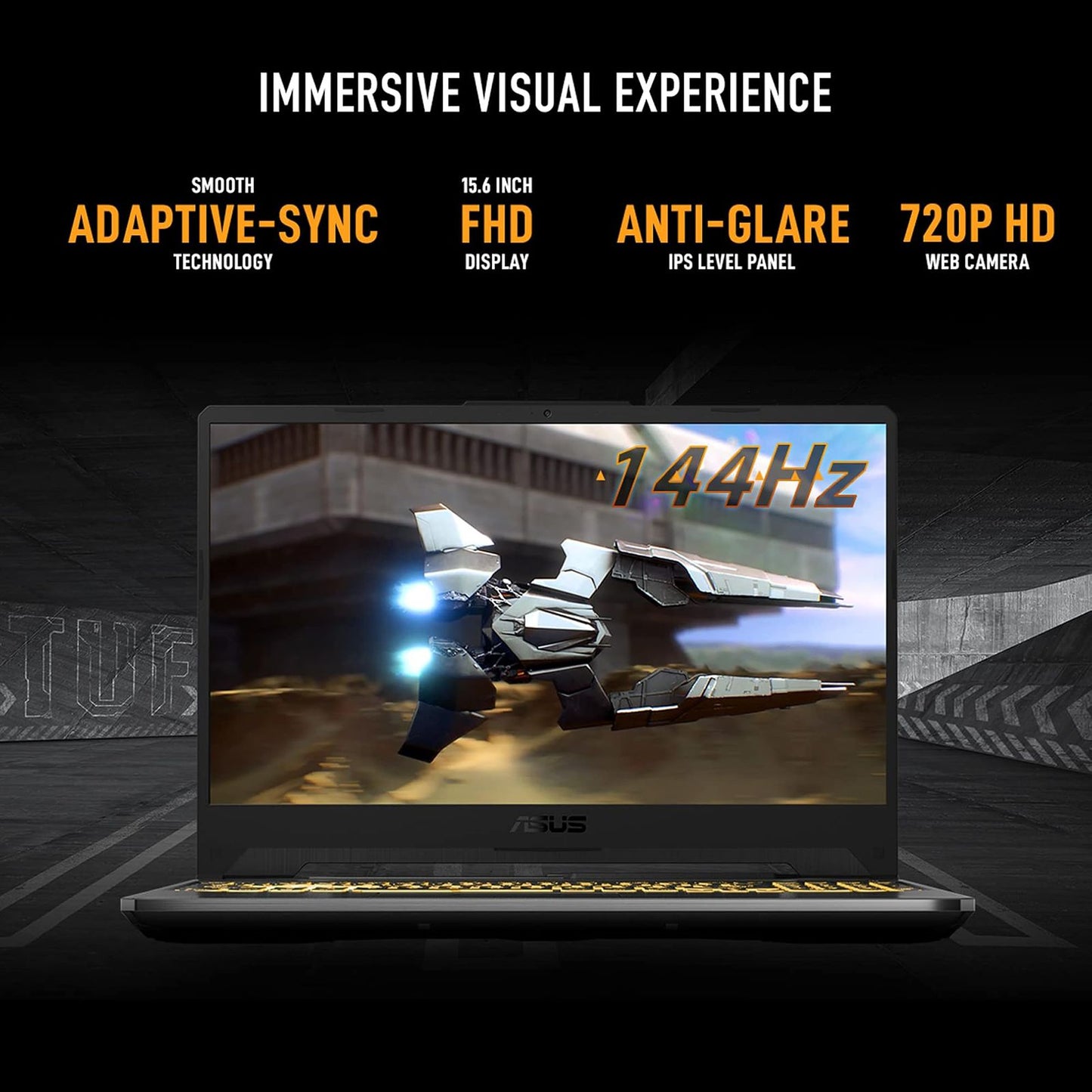 ASUS TUF Gaming A15 FA506NCR-HN075WS AMD Ryzen 7 Gaming Laptop (16GB, 512GB SSD, Windows 11 Home, 4GB Graphics, 15.6 inch 144 Hz Full HD IPS Display, NVIDIA GeForce RTX 3050, MS Office Home and Student 2021, Graphite Black, 2.3 KG)