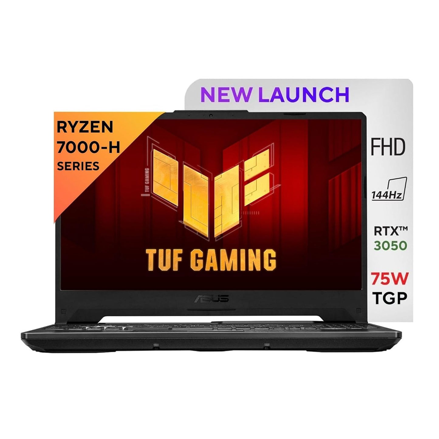 ASUS TUF Gaming A15 FA506NCR-HN075WS AMD Ryzen 7 Gaming Laptop (16GB, 512GB SSD, Windows 11 Home, 4GB Graphics, 15.6 inch 144 Hz Full HD IPS Display, NVIDIA GeForce RTX 3050, MS Office Home and Student 2021, Graphite Black, 2.3 KG)