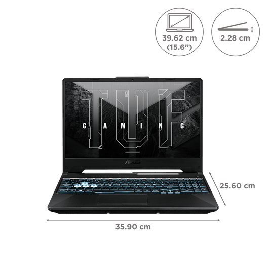 ASUS TUF Gaming A15 FA506NCR-HN075WS AMD Ryzen 7 Gaming Laptop (16GB, 512GB SSD, Windows 11 Home, 4GB Graphics, 15.6 inch 144 Hz Full HD IPS Display, NVIDIA GeForce RTX 3050, MS Office Home and Student 2021, Graphite Black, 2.3 KG)