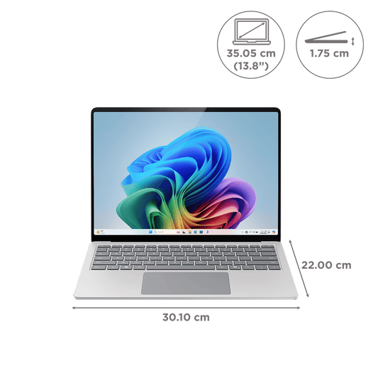 Microsoft Surface 7th Edition Snapdragon X Plus Touchscreen Ultra Thin Laptop (16GB, 256GB SSD, Windows 11 Home, 13.8 inch LCD Display, Platinum, 1.34 KG)