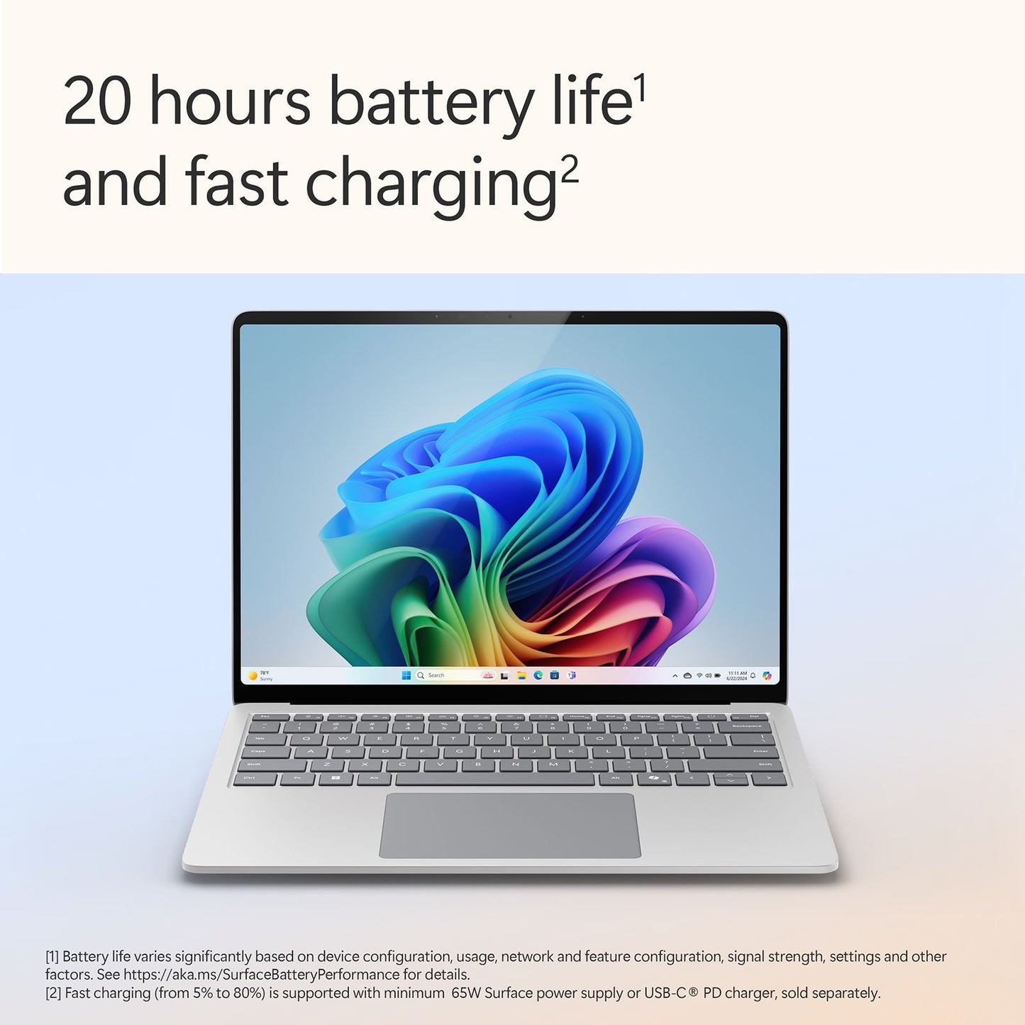 Microsoft Surface 7th Edition Snapdragon X Elite Touchscreen Ultra Thin Laptop (16GB, 512GB SSD, Windows 11 Home, 13.8 inch LCD Display, Platinum, 1.34 KG)