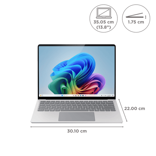 Microsoft Surface 7th Edition Snapdragon X Elite Touchscreen Ultra Thin Laptop (16GB, 512GB SSD, Windows 11 Home, 13.8 inch LCD Display, Platinum, 1.34 KG)