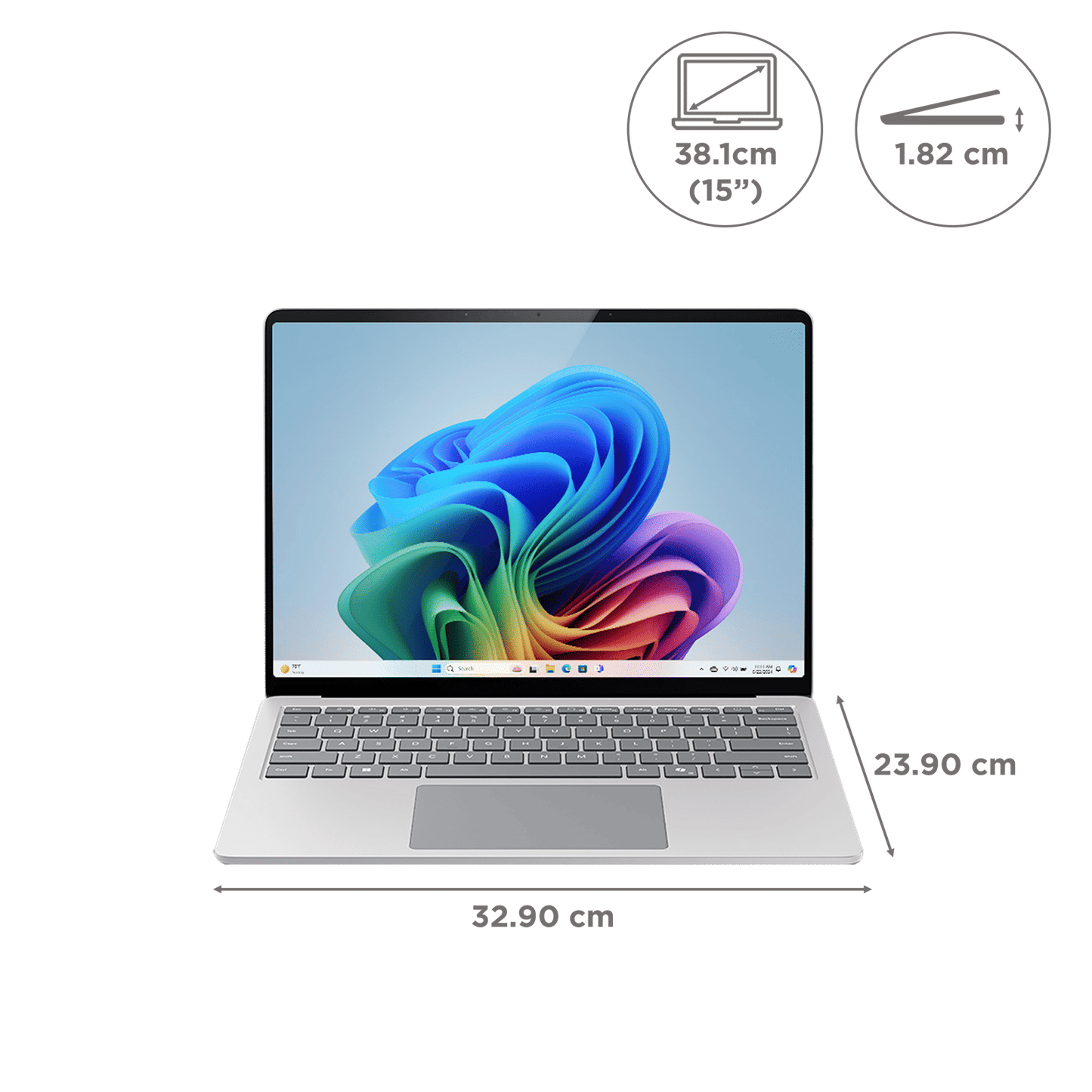 Microsoft Surface 7th Edition Snapdragon X Elite Touchscreen Ultra Thin Laptop (16GB, 256GB SSD, Windows 11 Home, 15 inch LCD Display, Platinum, 1.66 KG)