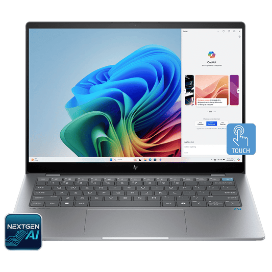HP OmniBook X 14-fe0121QU Snapdragon X Elite Touchscreen Thin & Light Laptop (16GB, 1TB SSD, Next-Gen Windows, 14 inch 2.2K IPS Display, MS Office 2021, Meteor Silver, 1.34 KG)