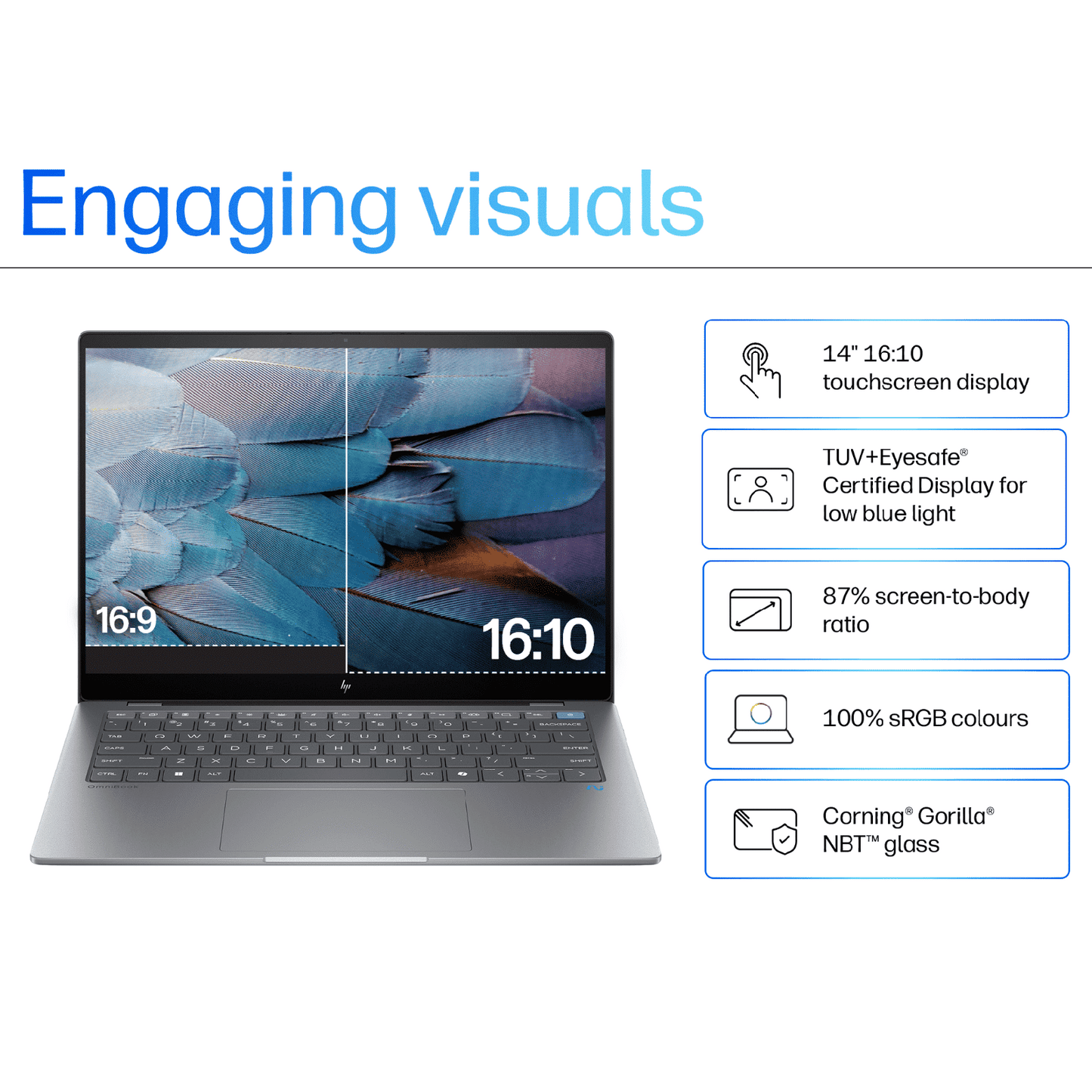 HP OmniBook X 14-fe0121QU Snapdragon X Elite Touchscreen Thin & Light Laptop (16GB, 1TB SSD, Next-Gen Windows, 14 inch 2.2K IPS Display, MS Office 2021, Meteor Silver, 1.34 KG)
